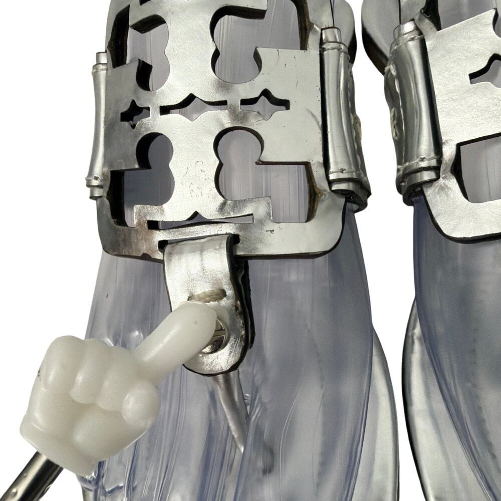 Tory Burch Miller Sandals Womens Size 6.5 Silver Metallic Leather Flat - Picture 3 of 13